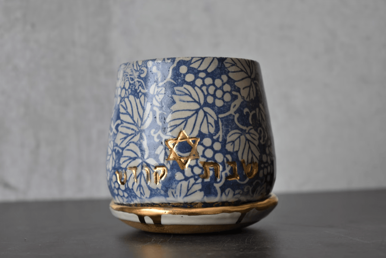 Claylicious - Rustic Ceramic Kiddush Cup with 24k Gold - ModernTribe