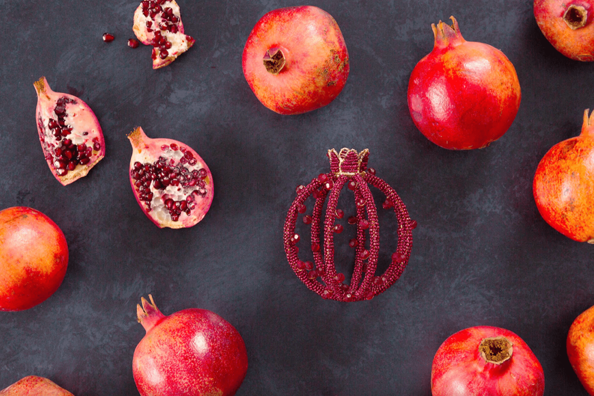 Adara Rituals Decorations Delia Pomegranate Beaded Bauble