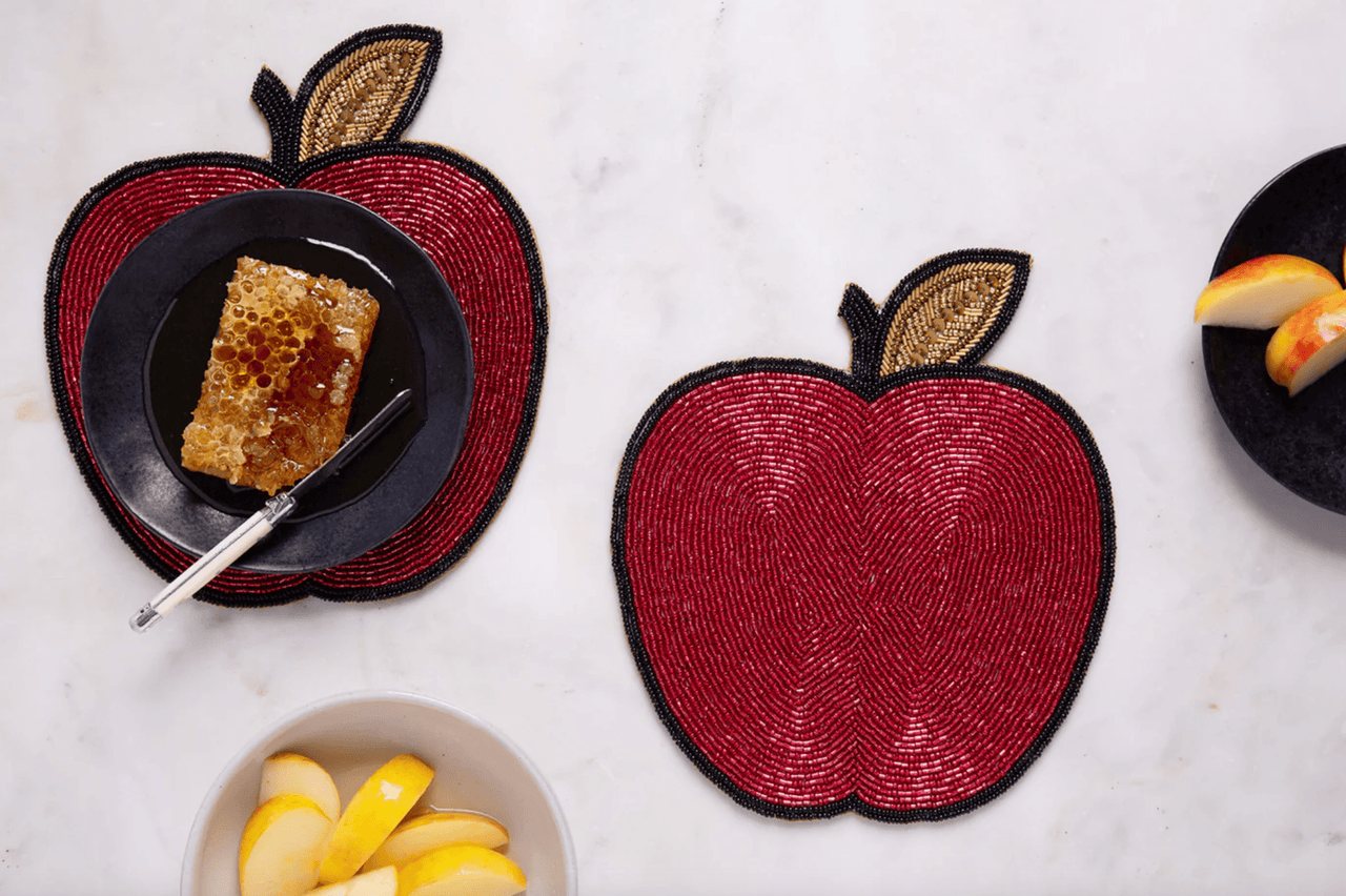 Adara Rituals Placemats Peri Apple Beaded Petite Placemats - Set of Two