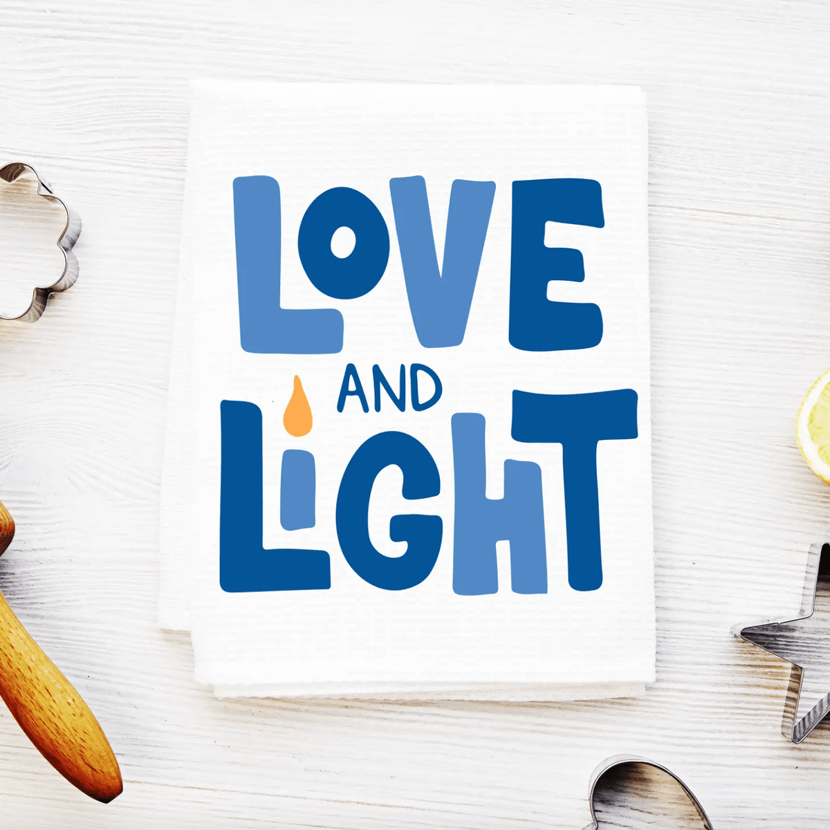 Kitchen Conversation - Love and Light Hanukkah Tea Towel - ModernTribe