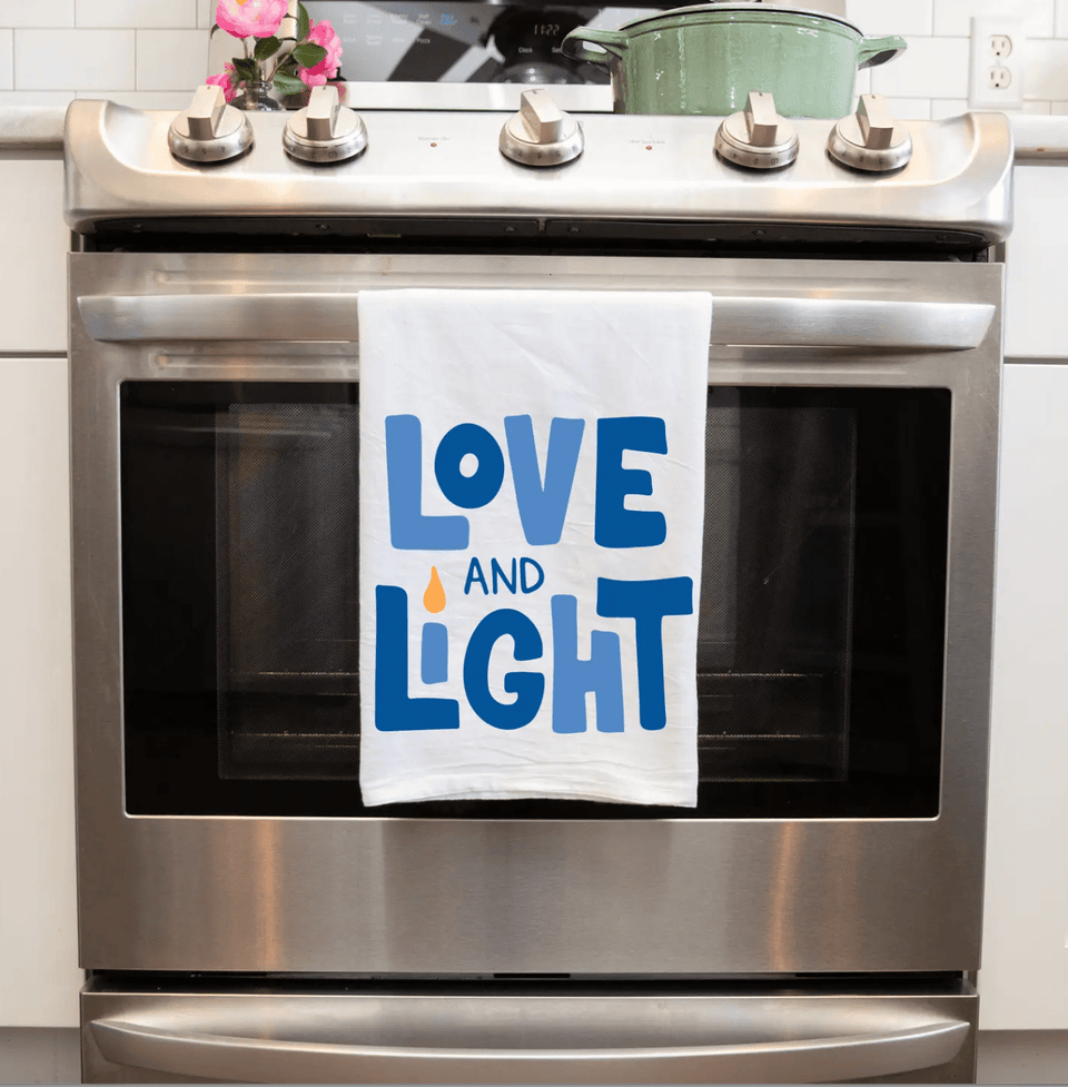 Kitchen Conversation - Love and Light Hanukkah Tea Towel - ModernTribe