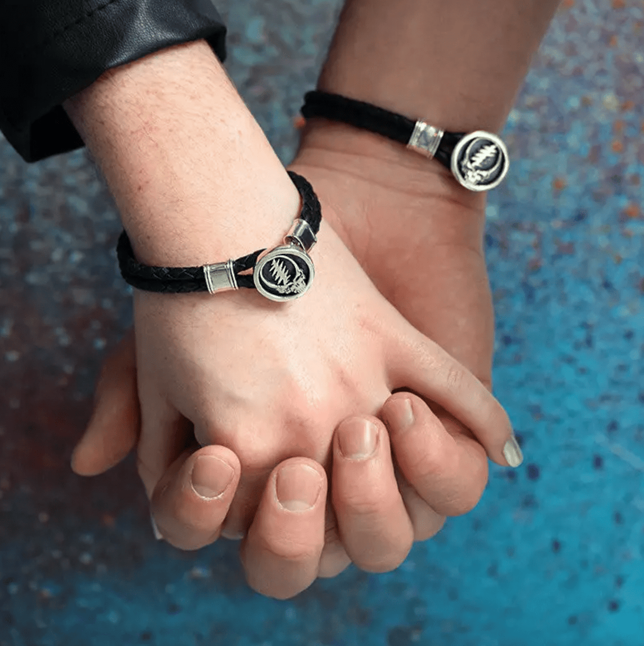 Cynthia Gale GeoArt - Grateful Dead Steal Your Face Bracelet on Black Leather - ModernTribe