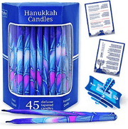 Zion Judaica Hanukkah Candles Deluxe Tapered Multi-Hued Frosted Hanukkah Candles