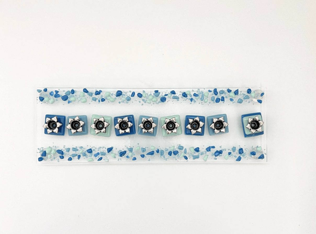Shevi B Glass Creations - Fused Glass Menorah - Blue - ModernTribe