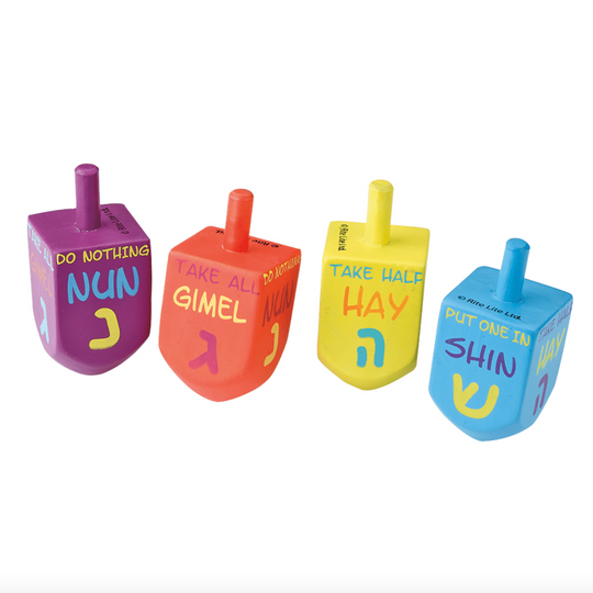 Four Hanukkah Wooden Dreidels