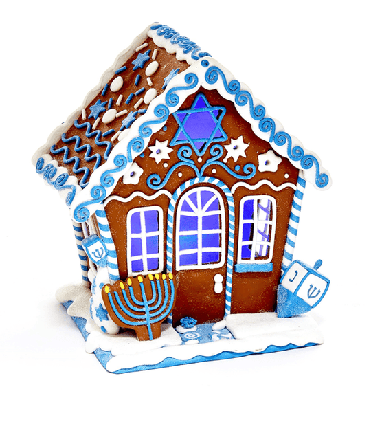 Gingerbread LED Hanukkah House Table Piece