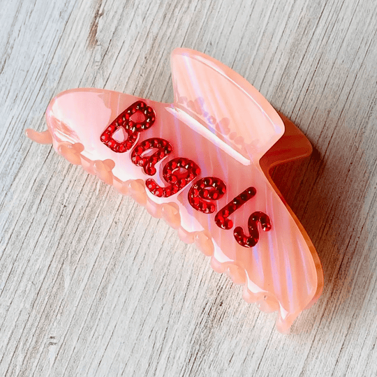 Rhinestone Bagels Hairclip - Pink