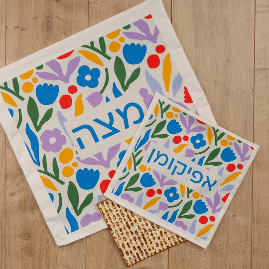 Spring Flowers Matzah Cover and Afikoman Bag Set