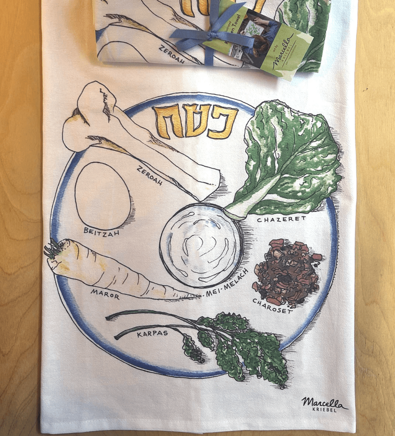 Marcella Kriebel Art - Passover Seder Plate Tea Towel - ModernTribe