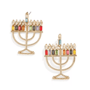 Turtley Trendy Earrings Crystal Menorah Earrings