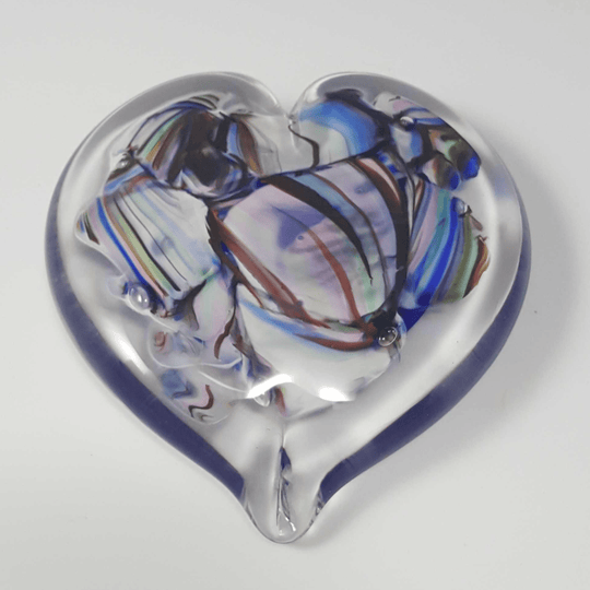 Smash Glass Heart Paperweight by NolaGlass