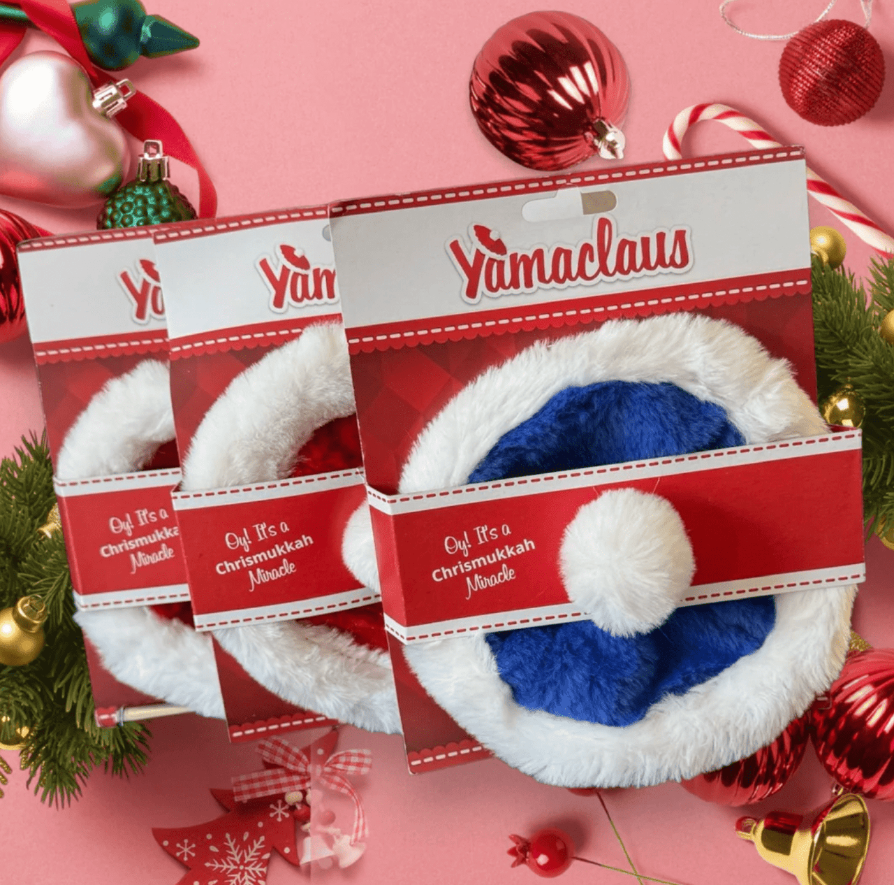 Yamaclaus - Yamaclaus: Chrismukkah Santa Claus Hat and Yarmulke Mashup - Red or Blue - ModernTribe