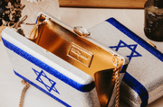 Salt and Sparkle Handbags Israel Flag Crystal Clutch