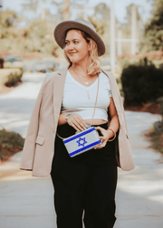 Salt and Sparkle Handbags Israel Flag Crystal Clutch