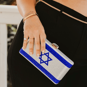 Salt and Sparkle Handbags Israel Flag Crystal Clutch