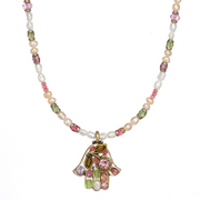 Michal Golan Necklaces Pearl Blossom Small Hamsa Necklace by Michal Golan