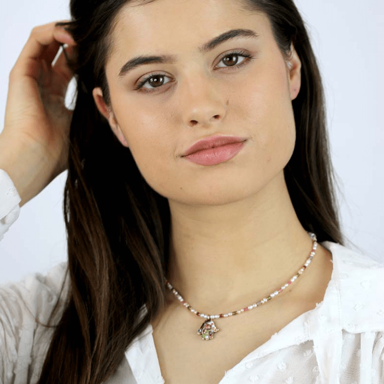Michal Golan - Pearl Blossom Hamsa Necklace by Michal Golan - ModernTribe