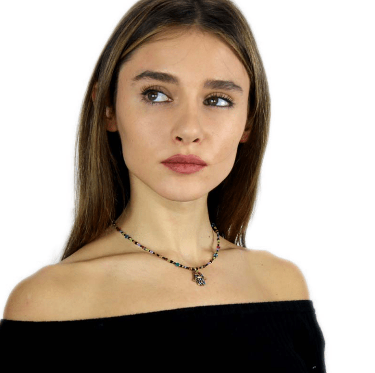 Michal Golan - Dark Multi - Bright Hamsa Necklace by Michal Golan - ModernTribe