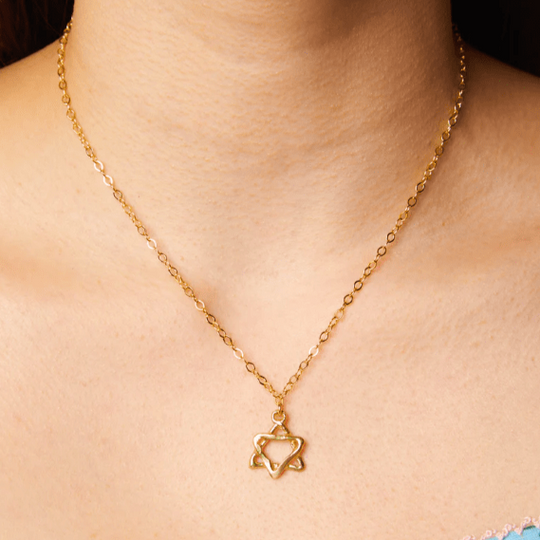 Star of David Prayer Necklace by Susan Alexandra - Bronze