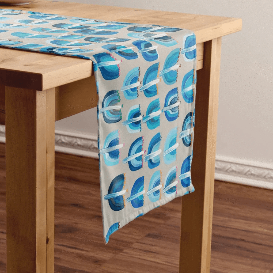 Arielle Zorger Designs - Blue Menorah and Hearts Table Runner - ModernTribe
