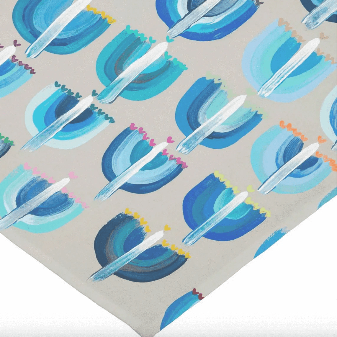 Arielle Zorger Designs - Blue Menorah and Hearts Table Runner - ModernTribe