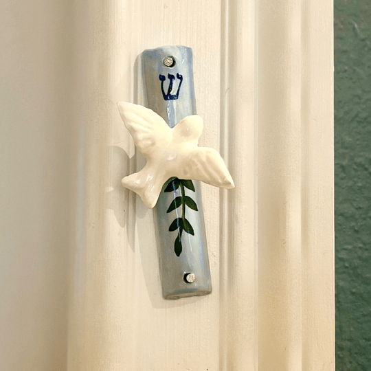 Shalom Dove Ceramic Mezuzah