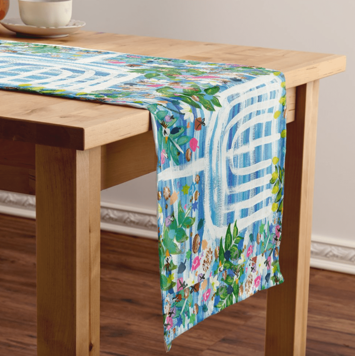 Arielle Zorger Designs - Hanukkah Garden Menorah Table Runner - ModernTribe