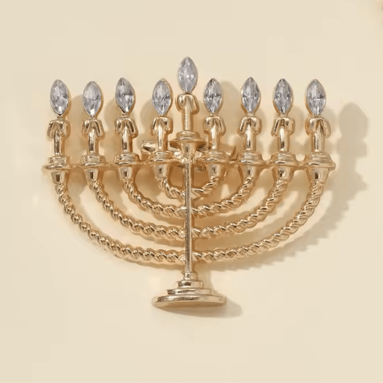 ModernTribe Apparel - Menorah Rhinestone Brooch - ModernTribe