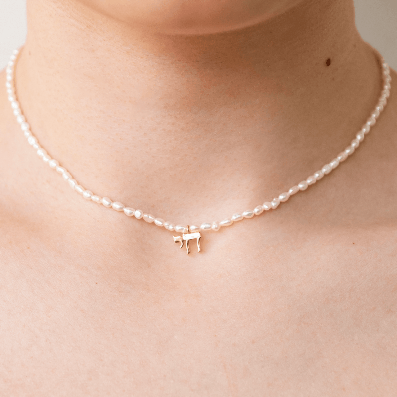 Hineni - The Everyday Pearl Chai Necklace - Gold Vermeil or Sterling Silver - ModernTribe