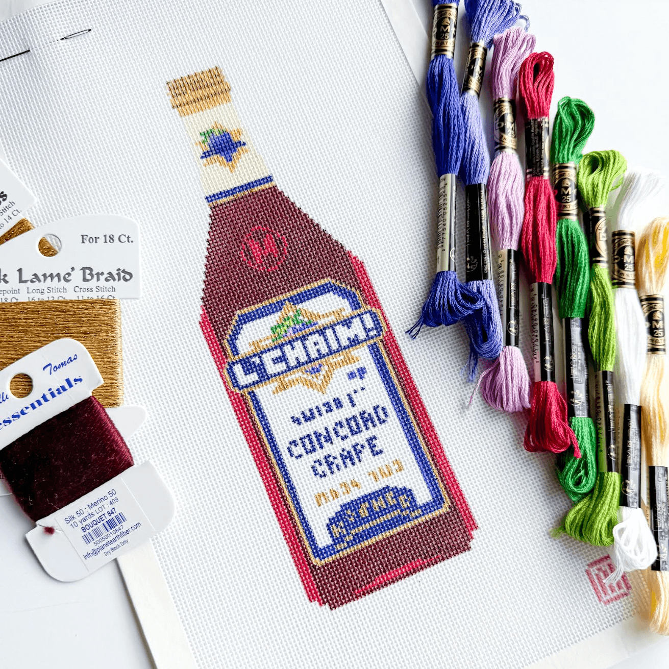 Allison Ivy - Kosher Wine Hand - Painted Needlepoint Kit - ModernTribe