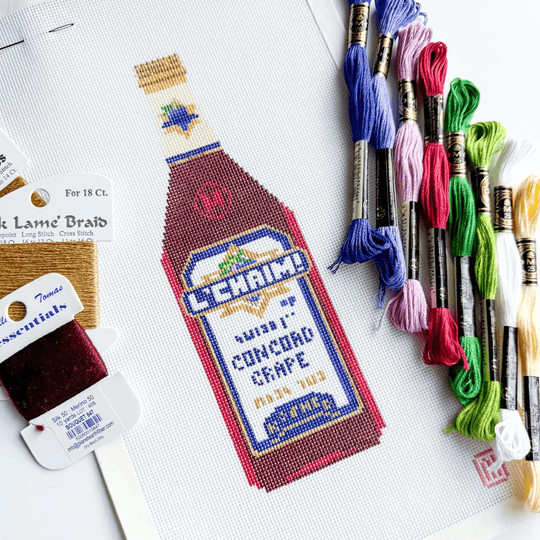 Kosher Wine Hand-Painted Needlepoint Kit