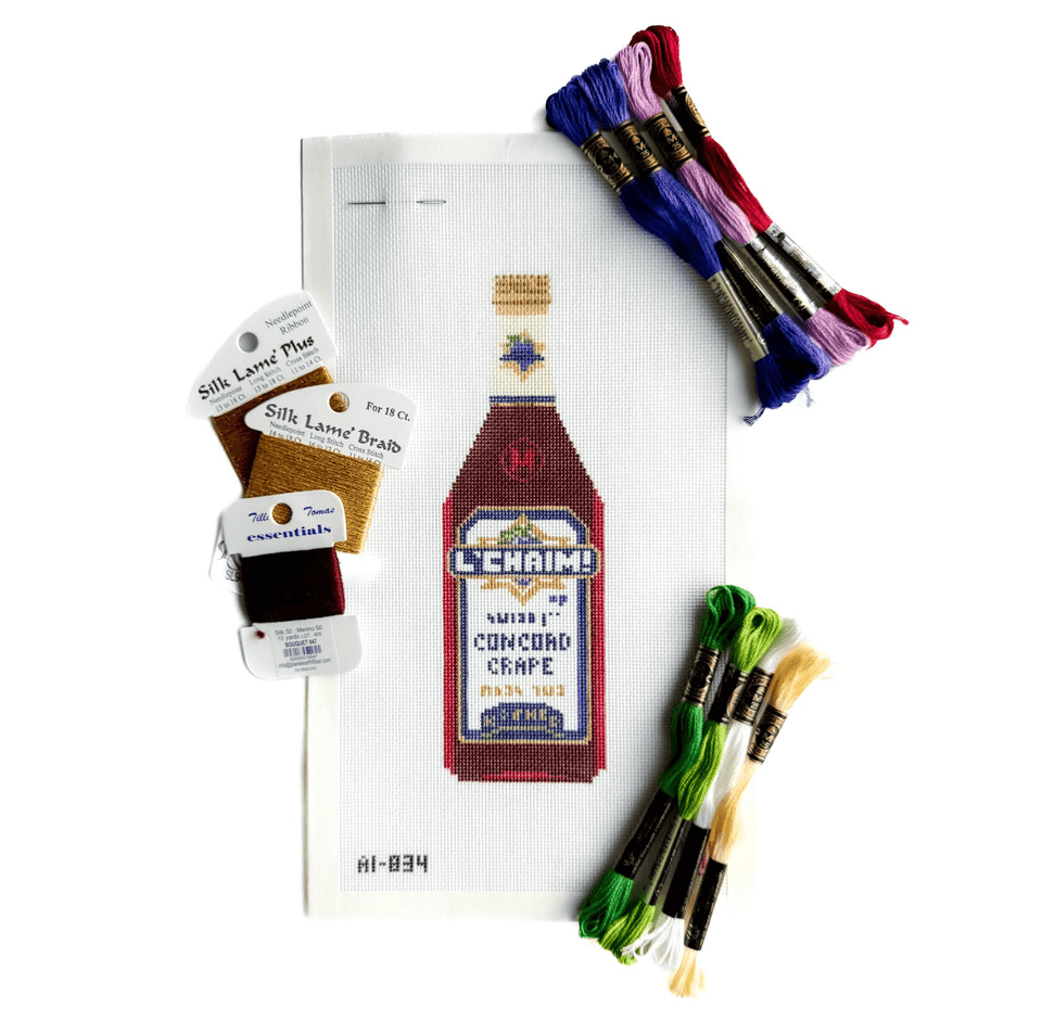 Allison Ivy - Kosher Wine Hand - Painted Needlepoint Kit - ModernTribe