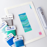 Allison Ivy - Atlantic Waves Hand - Painted Needlepoint Mezuzah Kit - ModernTribe