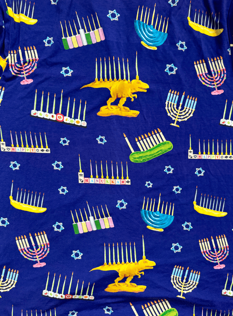 Amy Kritzer Becker - Hanukkah Many Menorahs Bamboo Onesie Pajamas - (Baby Sizes 3M - 24M) - ModernTribe