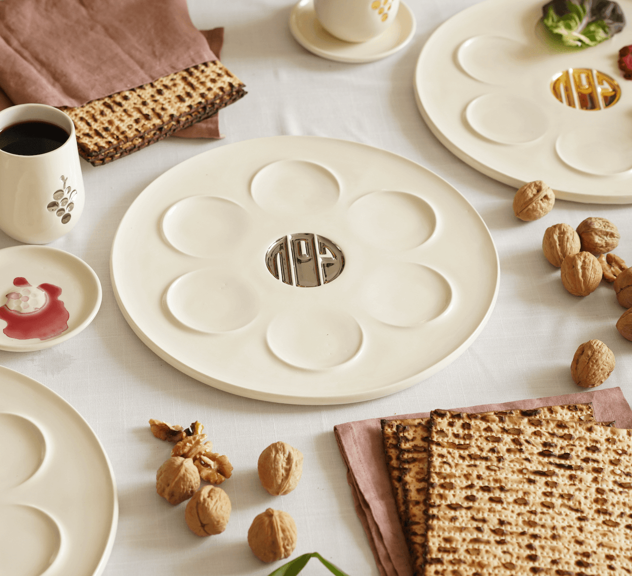 Yahalomis - Modern Ceramic Seder Plate - Sterling Silver - ModernTribe