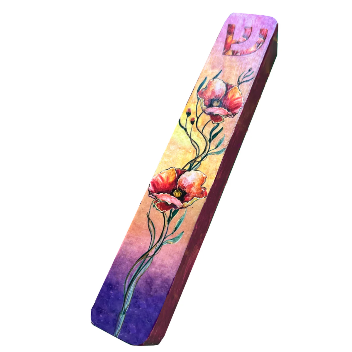 Anna Abramzon Studio - Israeli Poppy Flowers Mezuzah Case by Anna Abramzon - ModernTribe