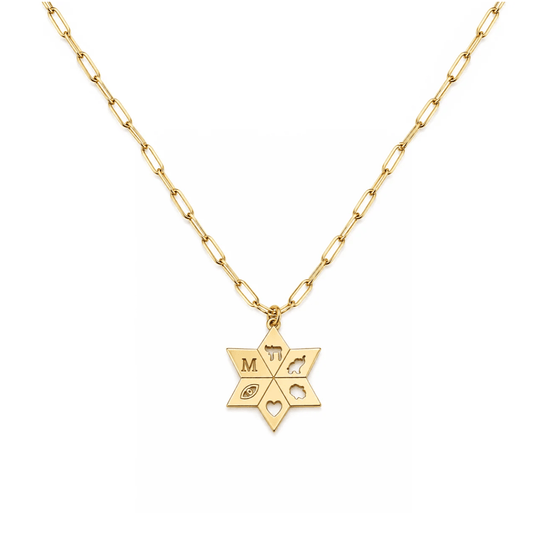 Amelia Good Luck Initial Necklace by Miriam Merenfeld - (Gold-Plated or Sterling Silver)