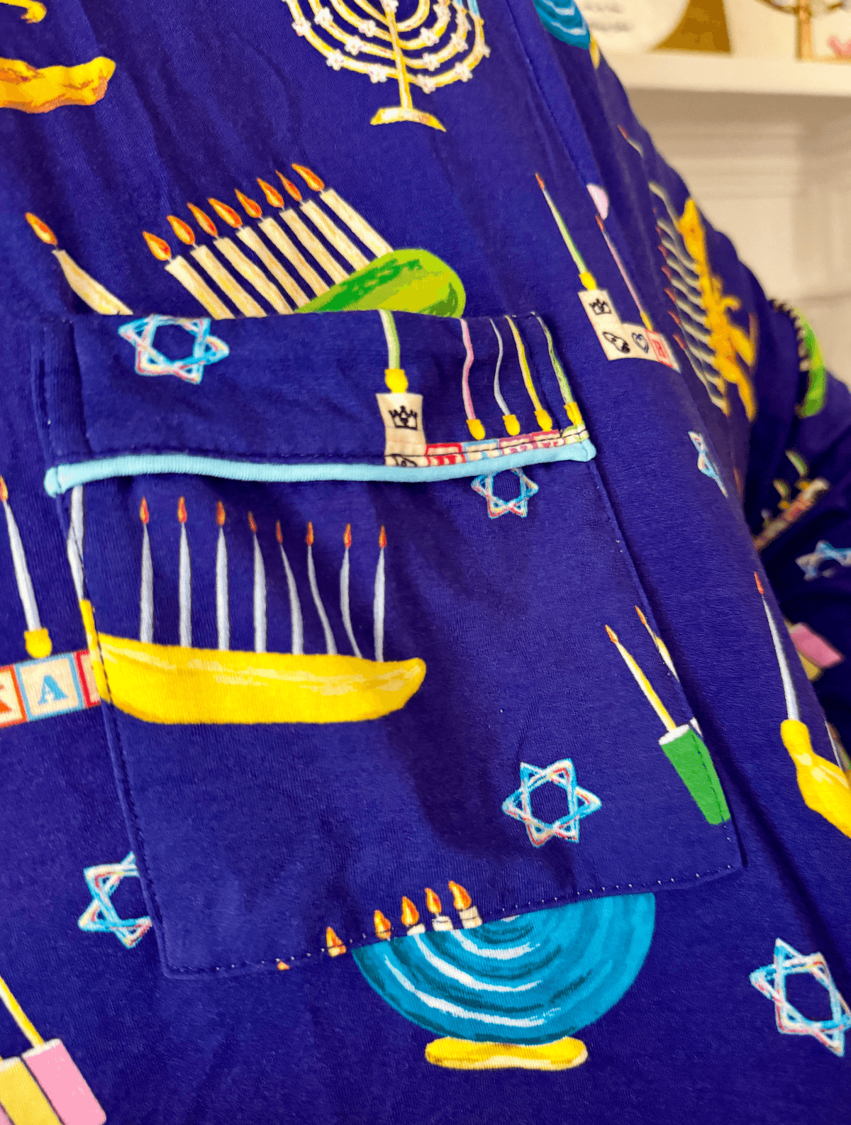 Amy Kritzer Becker Pajamas Hanukkah Many Menorahs Bamboo Adult Pajamas - (Unisex Sizes S - 4XL)