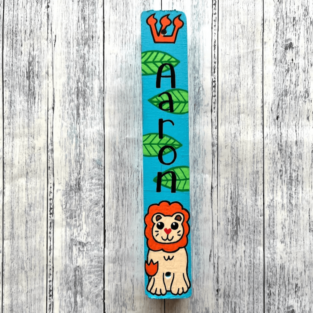 Lea Joelle Handmade - Personalized Lion Mezuzah - Sky Blue - ModernTribe