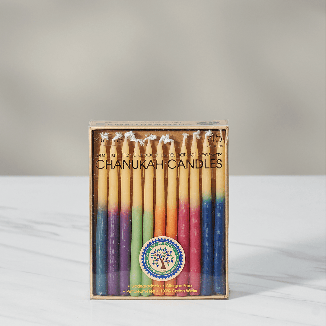HandDipped Beeswax Hanukkah Candles, Assorted Colors