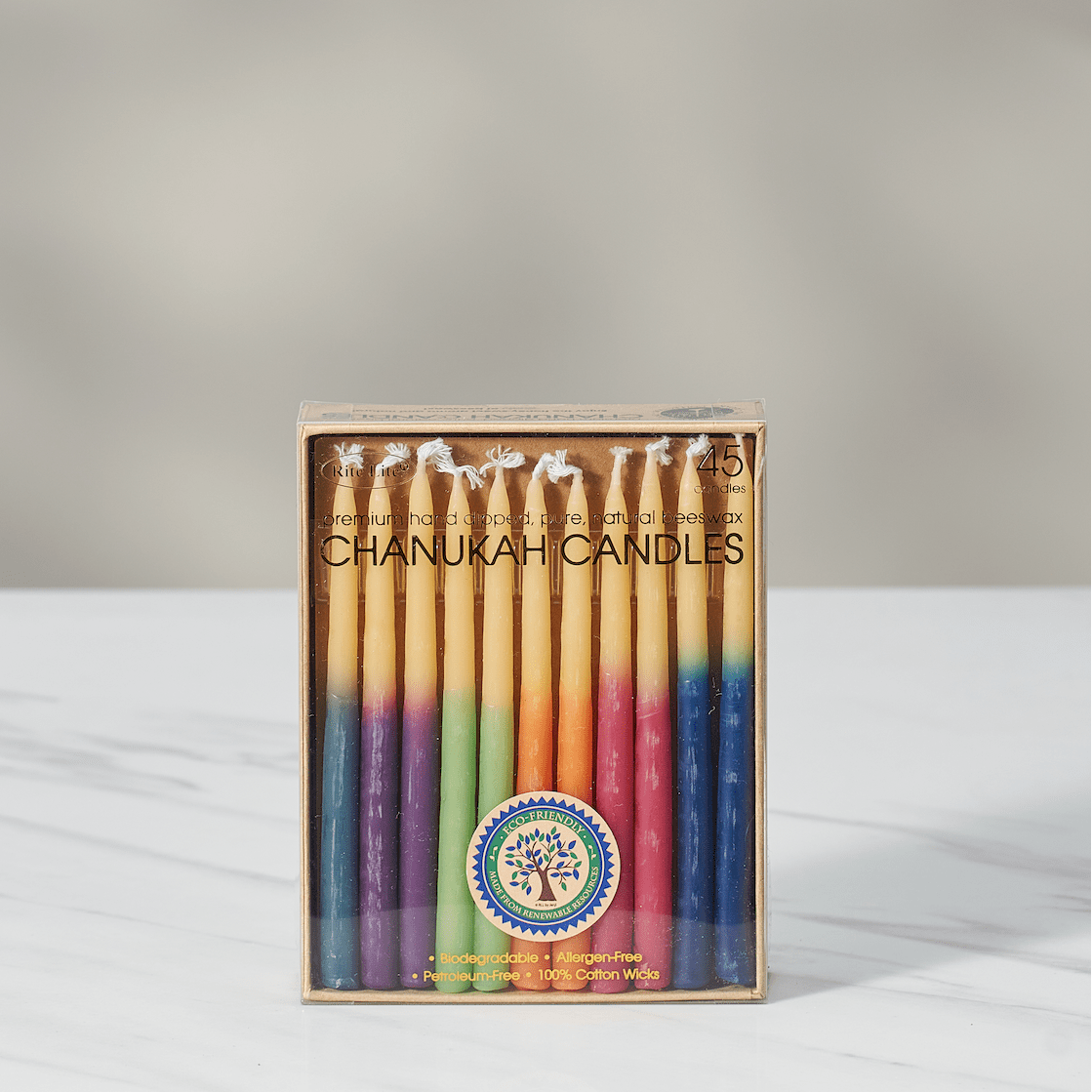 Rite Lite - Hand - Dipped Beeswax Hanukkah Candles, Assorted Colors - ModernTribe