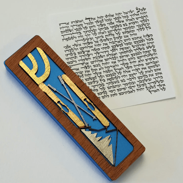Glenn Grubard Designs - Ski Lovers Mezuzah by Glenn Grubard - (Bronze or Blue) - ModernTribe
