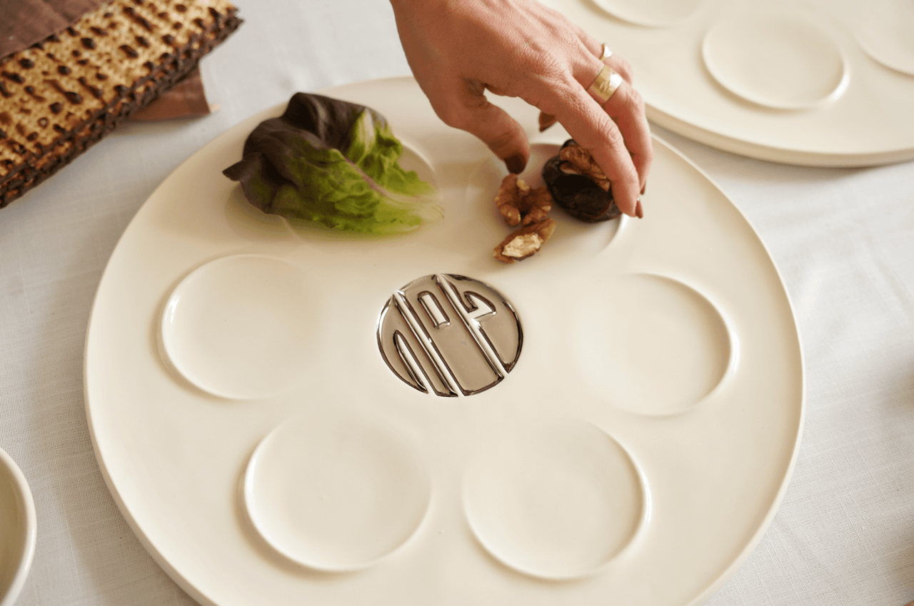 Yahalomis - Modern Ceramic Seder Plate - Sterling Silver - ModernTribe