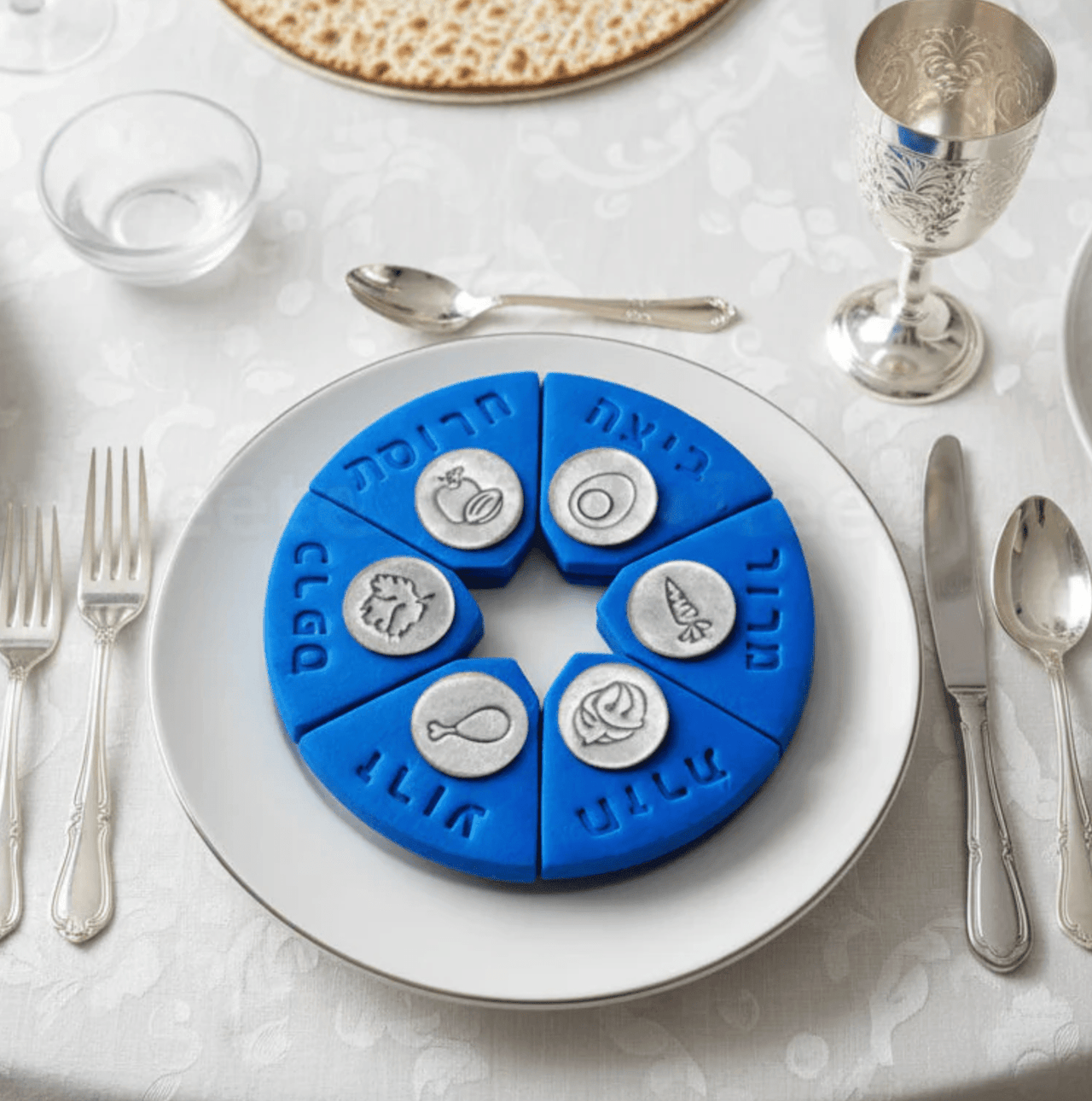 Marzipops - Marzipan Blue Modular Seder Plate - Gold or Silver Centers - ModernTribe