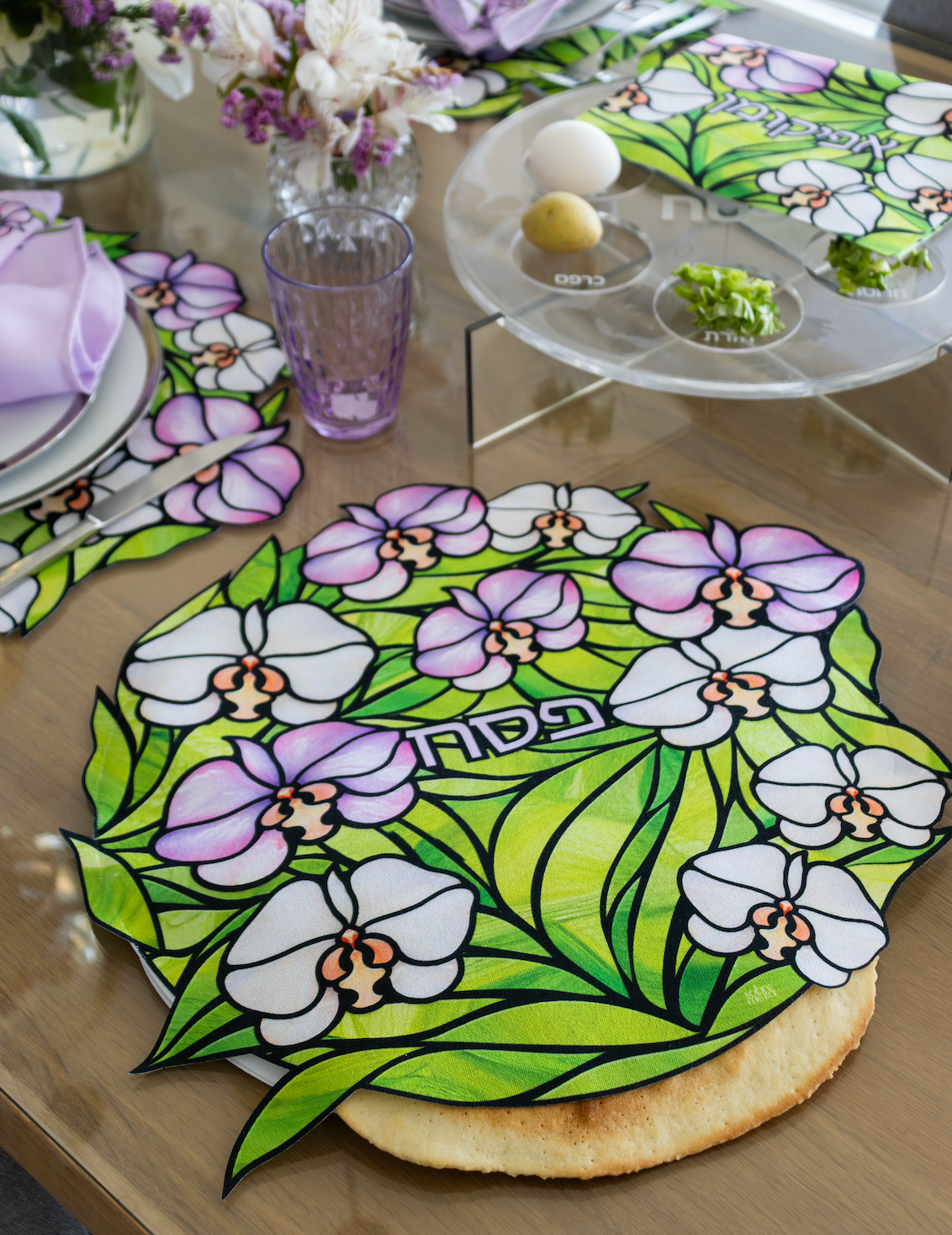 Sobre Meza - Tiffany Matzah Cover and Afikoman Bag Set - ModernTribe