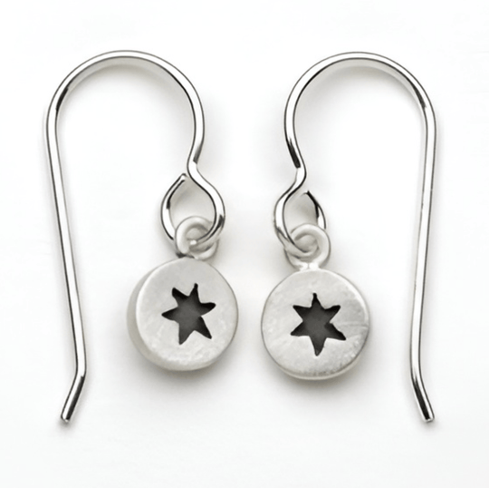 Tiny Dot Star of David Sterling Silver Earrings by Emily Rosenfeld