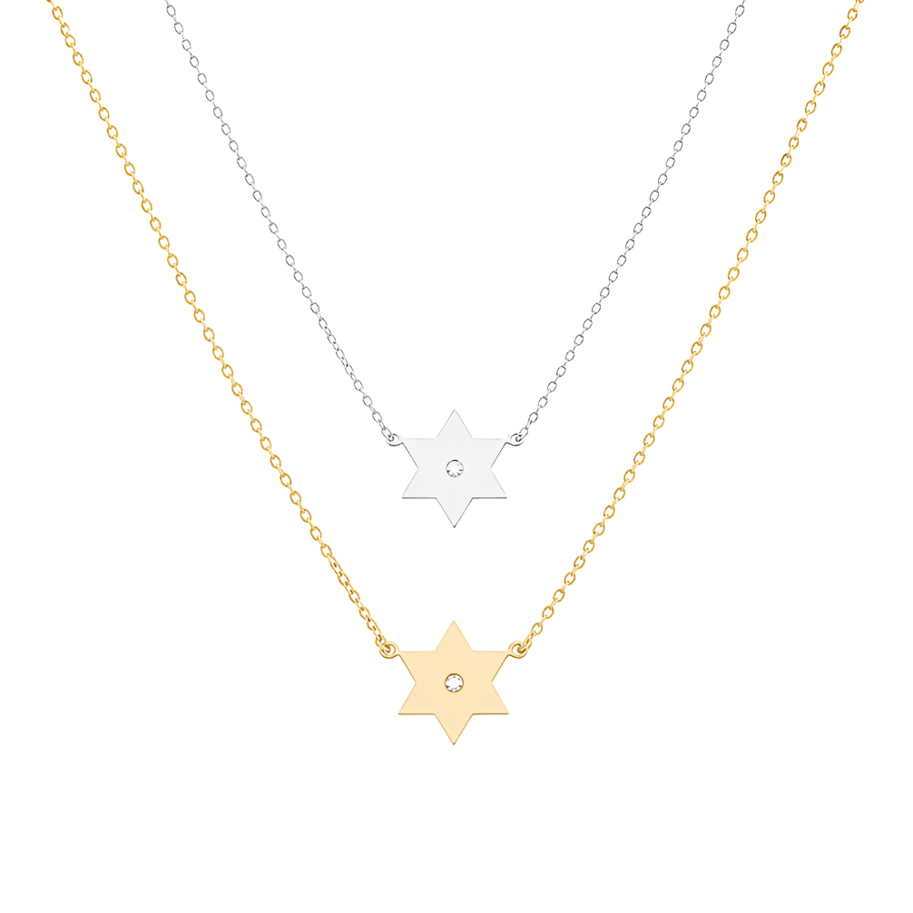 Miriam Merenfeld Jewelry - Golda Star of David Diamond Necklace - (Sterling Silver, Gold-Plated or Two-Tone) - ModernTribe