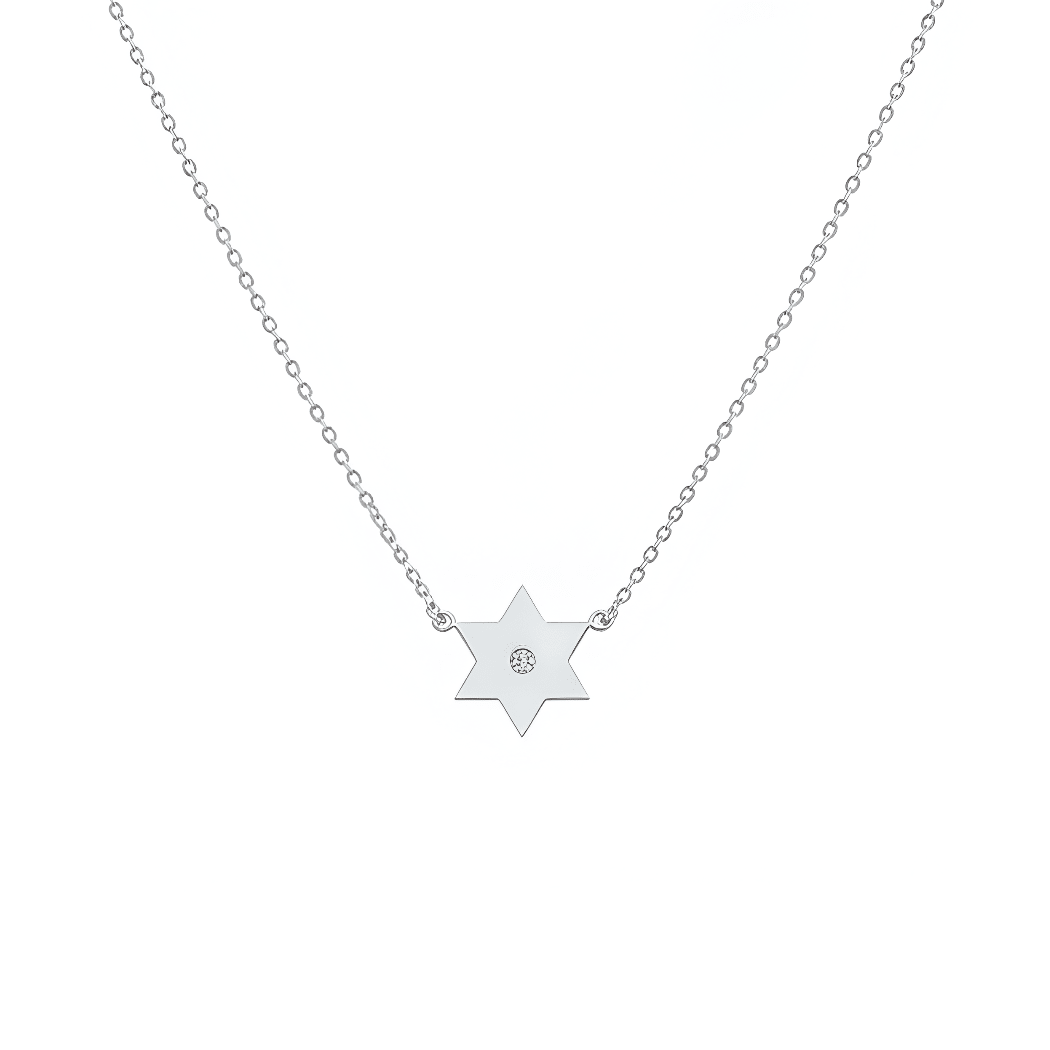 Miriam Merenfeld Jewelry - Golda Star of David Diamond Necklace - (Sterling Silver, Gold-Plated or Two-Tone) - ModernTribe