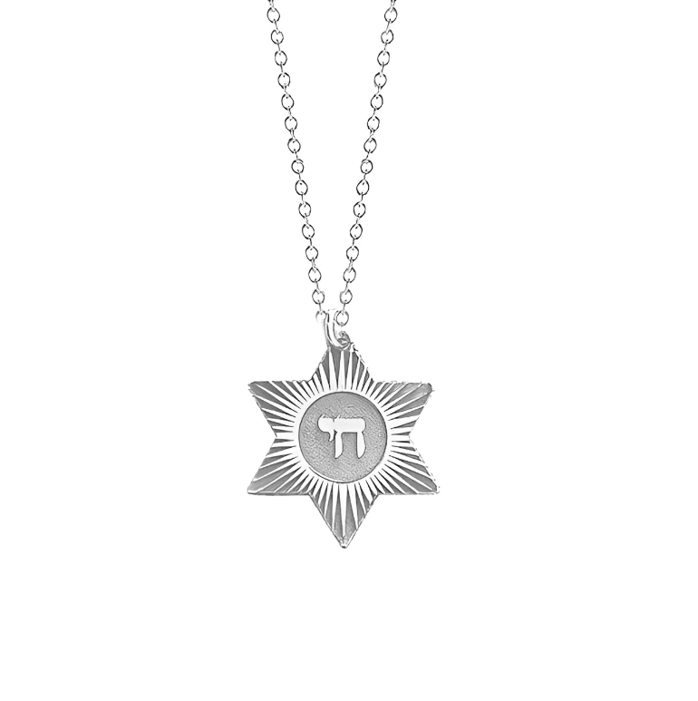 Miriam Merenfeld Jewelry - Sterling Silver Chai Star of David Necklace by Miriam Merenfeld - 26" - ModernTribe
