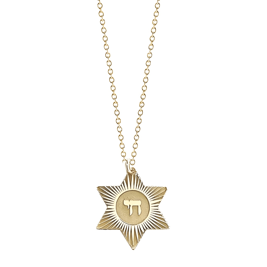 Miriam Merenfeld Jewelry - Chai Star of David Necklace by Miriam Merenfeld - (Gold-Plated or Sterling Silver) - ModernTribe